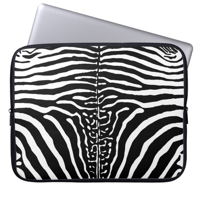 Brown and White Zebra Print  Laptop Sleeve (Front)