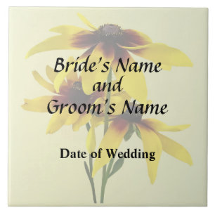Brown and Yellow Black Eyed Susan Wedding Products Ceramic Tile