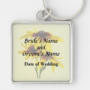 Brown and Yellow Black Eyed Susan Wedding Products Key Ring