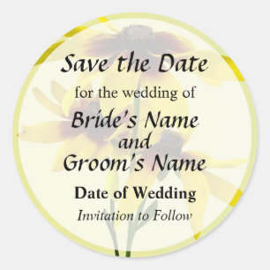 Brown and Yellow Black Eyed Susans Save the Date Classic Round Sticker