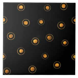 Brown and Yellow Circles Ceramic Tile