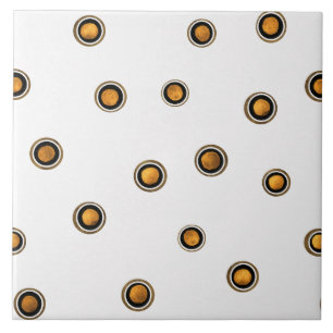 Brown and Yellow Circles Ceramic Tile
