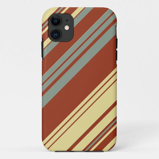 Brown and yellow diagonal stripes Case-Mate iPhone case (Back)