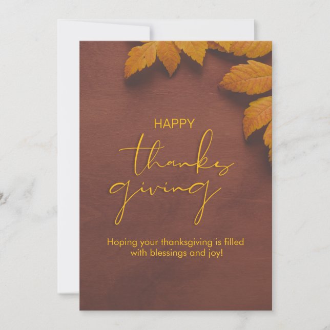 Brown and Yellow Minimalist Thanksgiving Card (Front)