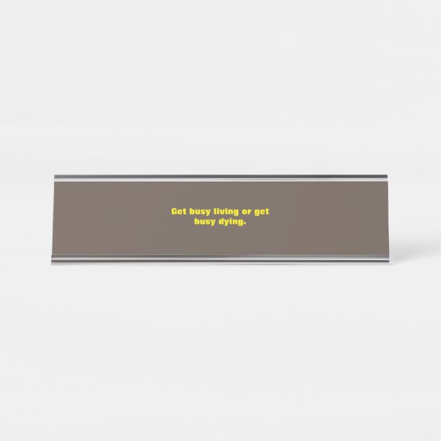 Brown And Yellow Quotes Small Text Design Desk Name Plate (Front)