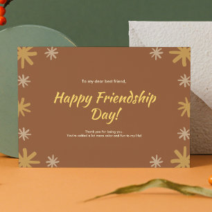 Brown and Yellow Starburst Friendship Day Postcard
