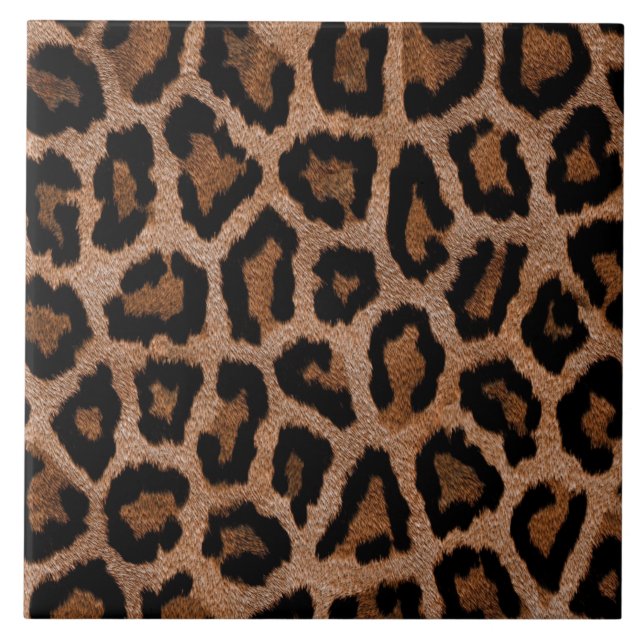 Brown animal print pattern ceramic tile (Front)