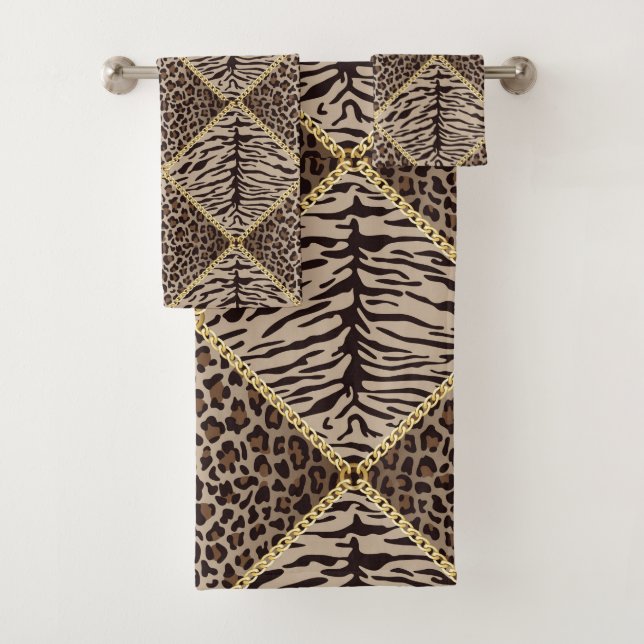 Brown Animal Print Towel Set (Insitu)