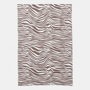Brown Animal Zebra Print Stripes Tea Towel