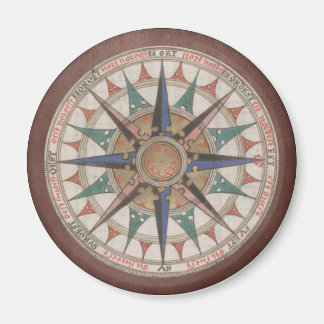 Brown Antique Compass Rose Magnet