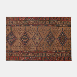 Brown Antique Persian Rug Geometric Shapes Design