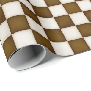 Brown & Antique White Chequered Wrapping Paper