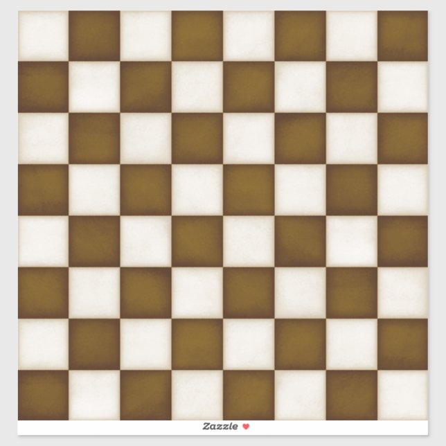 Brown & Antique White Custom Size Chessboard Decal (Sheet)
