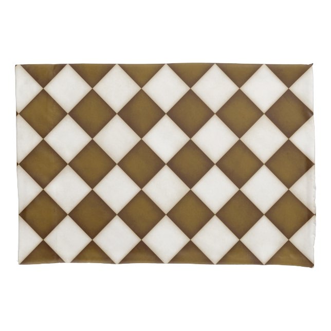 Brown & Antique White Diamonds Pillowcase (Front-Left)