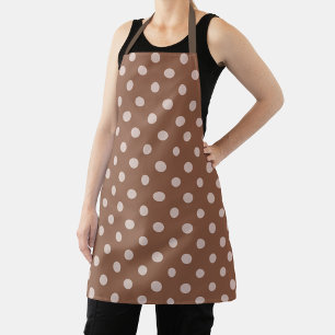 Brown apron with white polka dots