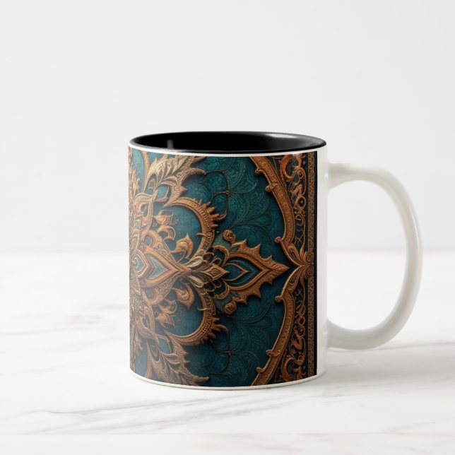 Brown-Aqua Elegance Two-Tone Coffee Mug (Right)