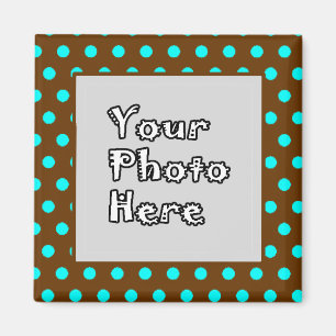 Brown Aqua Polka Dots Magnet