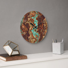 Brown Aqua Turquoise Green Geode Marble Art
