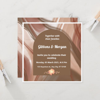Brown Arch & Abstract Swirl Wedding Invitation