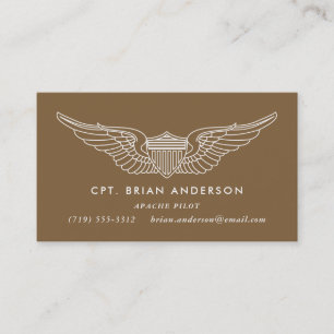Brown Army Aviator Pilot Wings Business Card