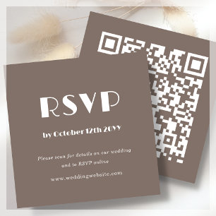 Brown Art Deco   QR Code   Wedding Scan to RSVP  Enclosure Card