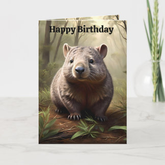 Brown Australian Wombat, Birthday Card