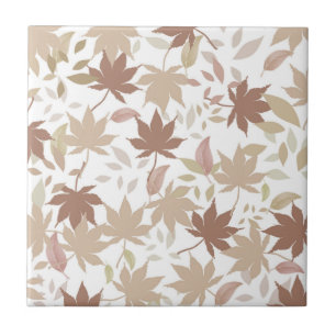 Brown Autumn Floral Leaves Y2K Pattern  Ceramic Tile