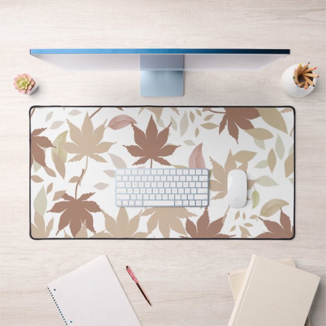 Brown Autumn Floral Leaves Y2K Pattern  Desk Mat (Office 1)