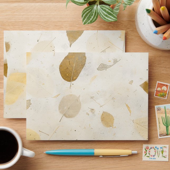 Brown Autumn Mulberry Papier-Mâché Beautiful Envelope (Desk)