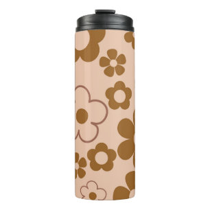 Brown Autumn Retro Y2K Hippie Flower Pattern Thermal Tumbler