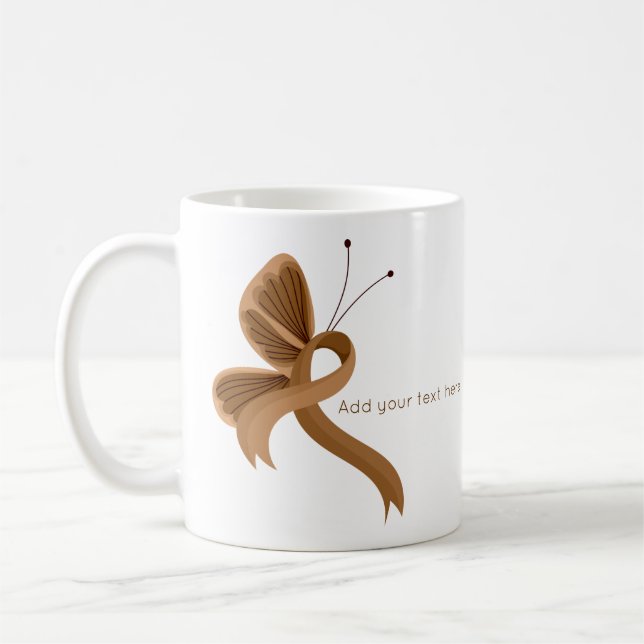 Brown Awareness Ribbon Butterfly Coffee Mug (Left)