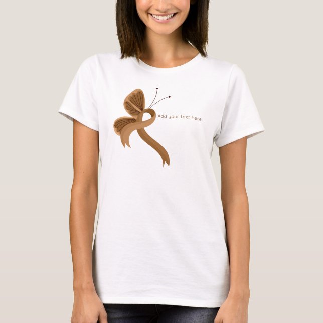 Brown Awareness Ribbon Butterfly T-Shirt (Front)