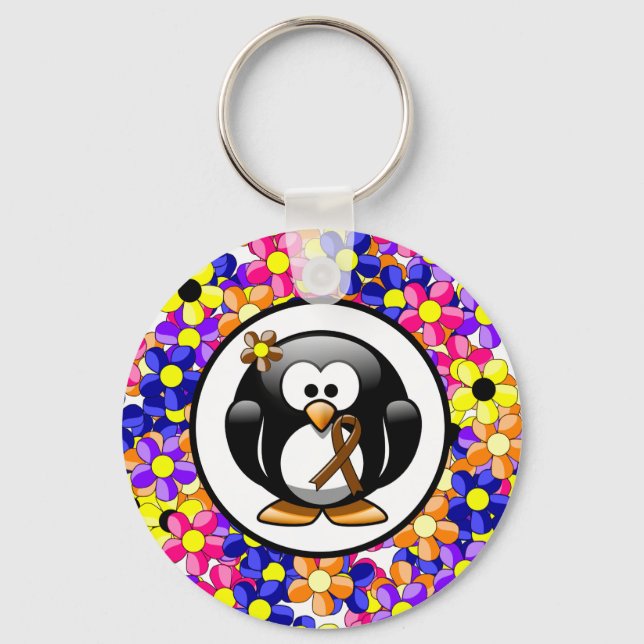 Brown Awareness Ribbon Penguin Key Ring (Front)