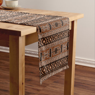 Brown Aztec Pattern Southwest Design Short Table Runner