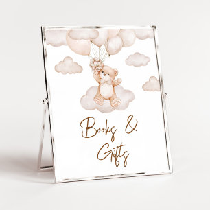 Brown Baby Bear Balloon Baby Shower Books & Gifts Poster
