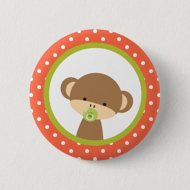 Brown Baby Monkey with Pacifier 6 Cm Round Badge (Front)