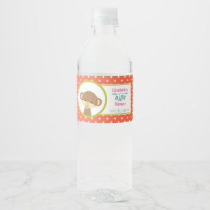 Brown Baby Monkey with Pacifier Baby Shower Water Bottle Label