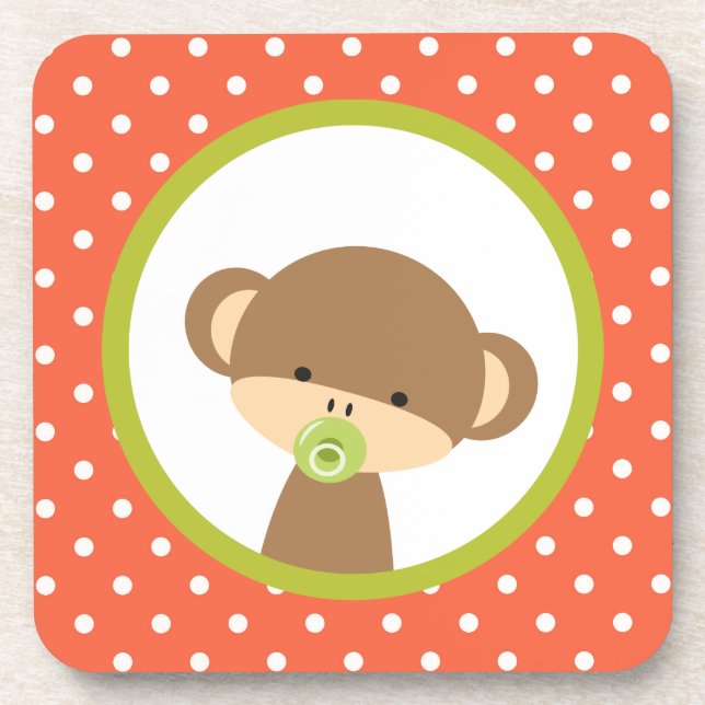 Brown Baby Monkey with Pacifier Coaster (Front)