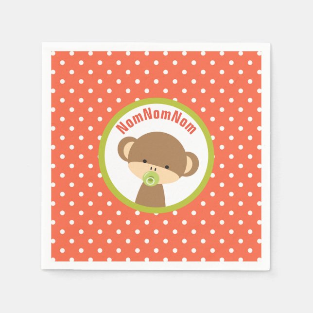 Brown Baby Monkey with Pacifier NomNomNom Napkin (Front)