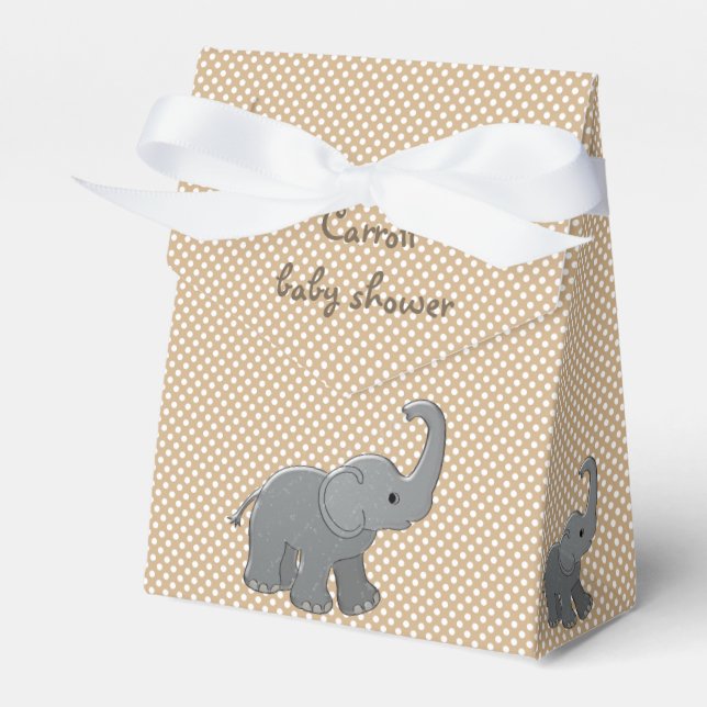 brown baby shower elephant favour box (Front Side)