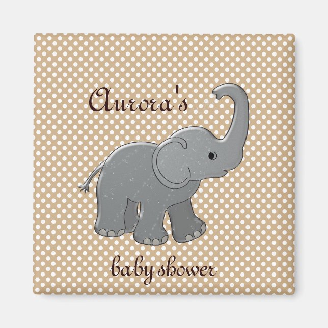 brown baby shower elephant magnet (Front)