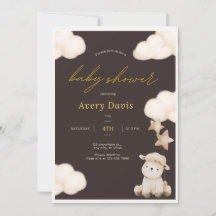 Brown Baby Shower Invitation, Easy Edit Invite