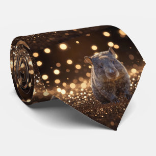 Brown Baby Wombat On Brown Bokeh Bliss,  Tie