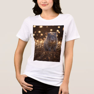 Brown Baby Wombat On Brown Bokeh Bliss, Tri-Blend Shirt