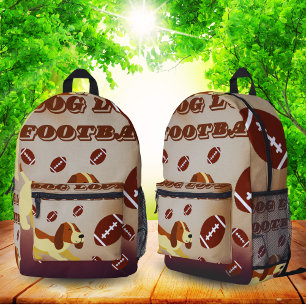 Brown Back To School Boys Football Soccer Sports Printed Backpack