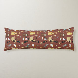 brown background dogs pattern body cushion