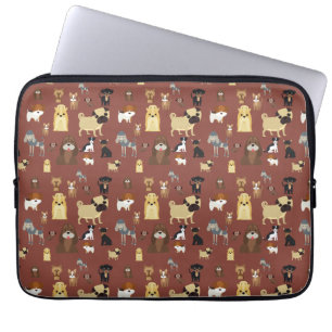 brown background dogs pattern. laptop sleeve