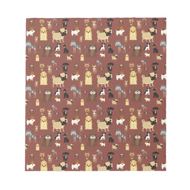 brown background dogs pattern. notepad (Front)