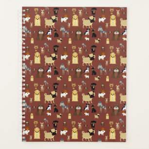 brown background dogs pattern. planner
