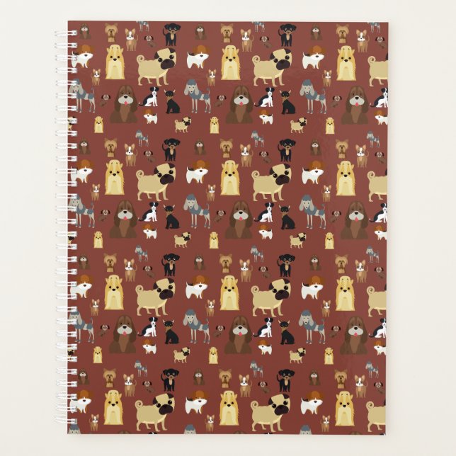 brown background dogs pattern. planner (Front)